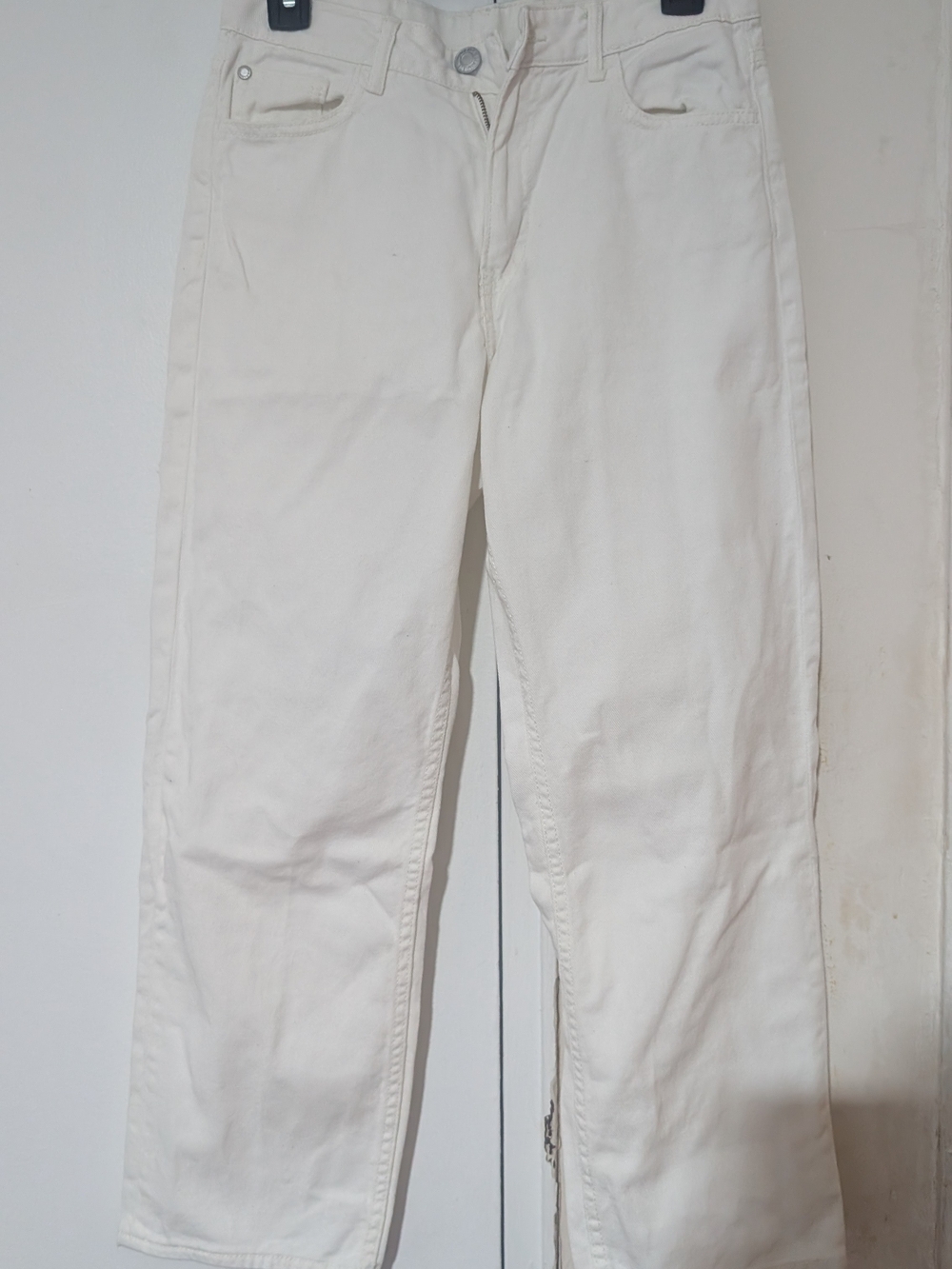 H&M White Loose Straight-Leg Jeans